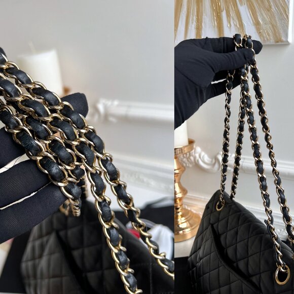 Authentic Chanel Double Flap Classic Medium Lambskin Black Shoulder Bag B0820 - Picture 14 of 16